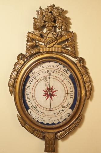 Louis XVI Carved Gilt Wood Mercury Barometer