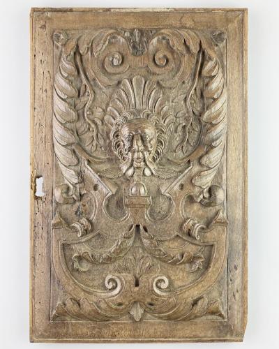 Oak green man door. French, late 16th century