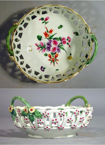 First Period Worcester Porcelain Reticulated Circular Basket, Circa 1770-75
