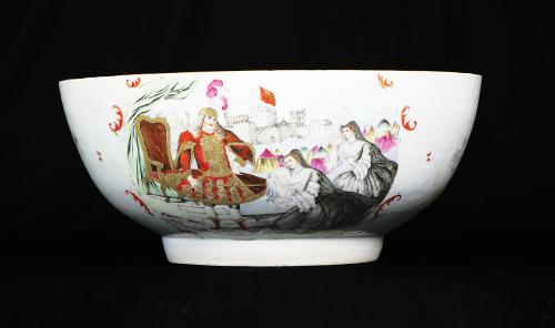 Chinese porcelain punchbowl with James Quin as Coriolanus