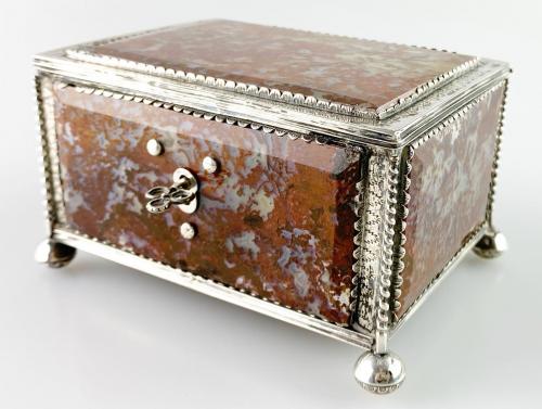 Silver moss agate casket. Italian, late 18th century
