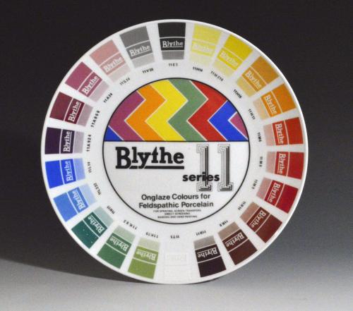 English Porcelain Blythe Factory Artist Colour Sample Plate, Blythe Series 11 titled