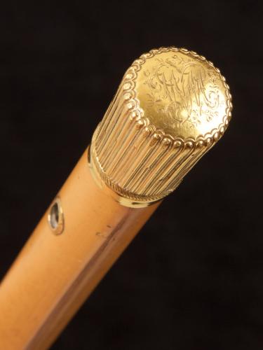18th Century gold-topped malacca cane_a