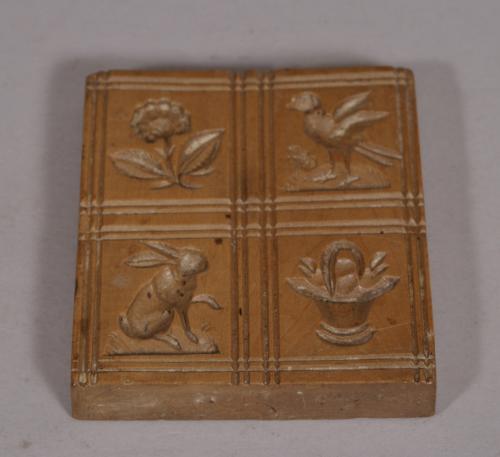 S/4104A Antique Treen 19th Century Birch Springerle Biscuit Mould