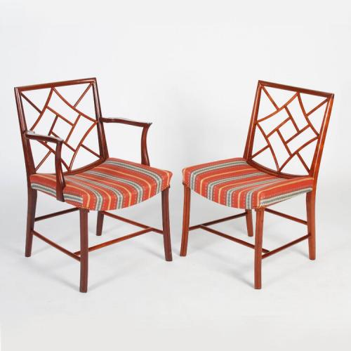A Set of Six Mahogany Cockpen Dining Chairs