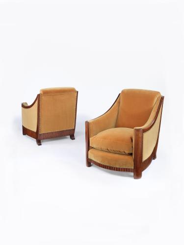 PAIR OF UPHOLSTERED ARMCHAIRS ATTRIBUTED TO FRANCISQUE CHALEYSSIN