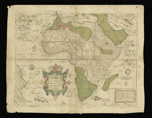 Sixteenth century map of Africa by the Italian engraver Giovanni Battista Mazza