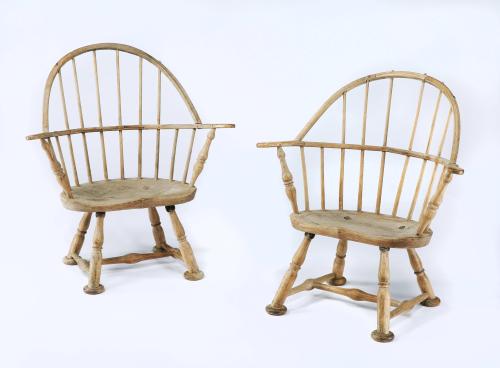 Pair of Beech and Elm Windsor Elbow Chairs