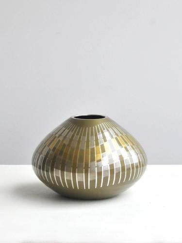 Silver Inlaid Flower Vase by Ichikawa Masami