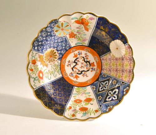 First Period Worcester Porcelain Imari Dessert Plate, Old Mosaic Pattern, Circa 1765-70