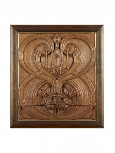 Art Nouveau Carved Oak Panel