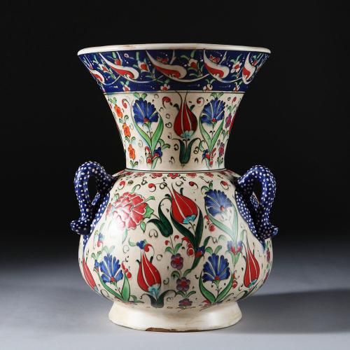 An Iznik Style Vase with Flared Neck