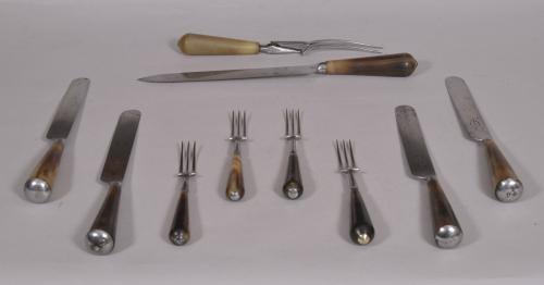 S/4110 Antique 19th Century Set of Table Knives and Forks