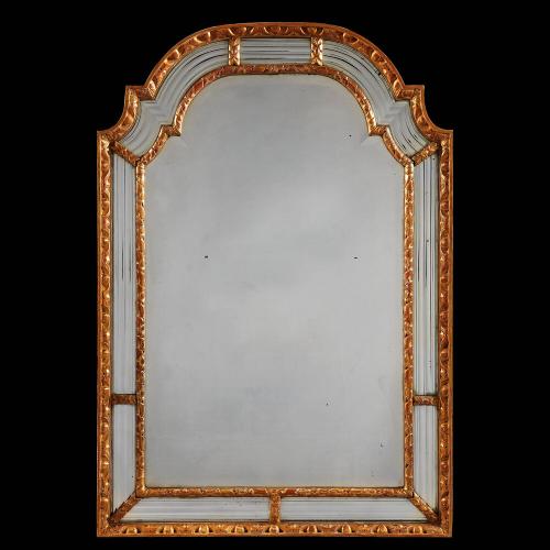 A Giltwood Mirror with Quadruple Bevelled Border