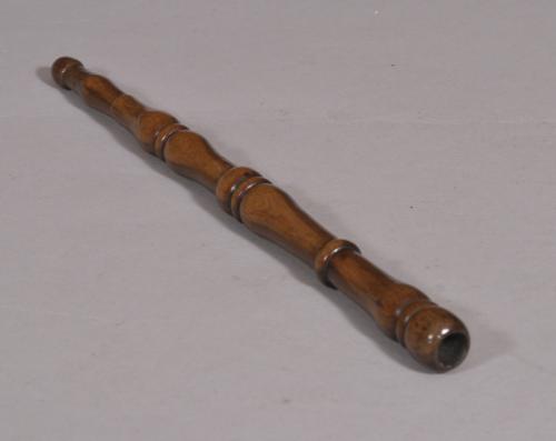 S/4117 Antique Treen 19th Century Yew Wood Spindle Knitting Sheath