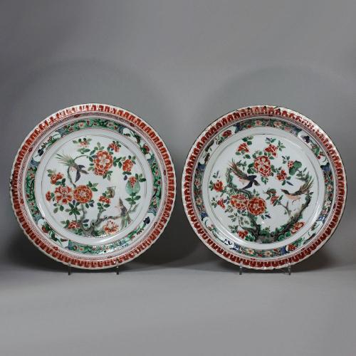 Pair of Chinese famille verte dishes, Kangxi (1662-1722)