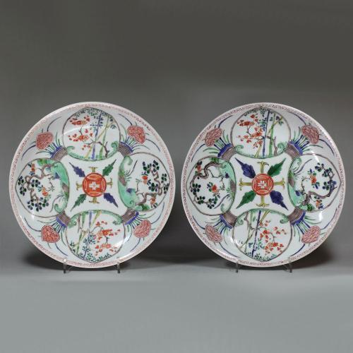 Pair of Chinese famille verte plates, Kangxi (1662-1722)