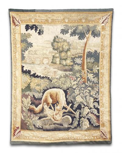 Landscape tapestry with a fox. Aubusson, mid 19th century