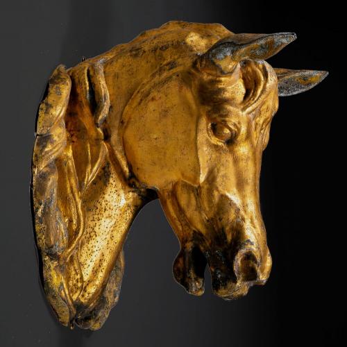 A Rare 20th Century Gilded Equestrian Head
