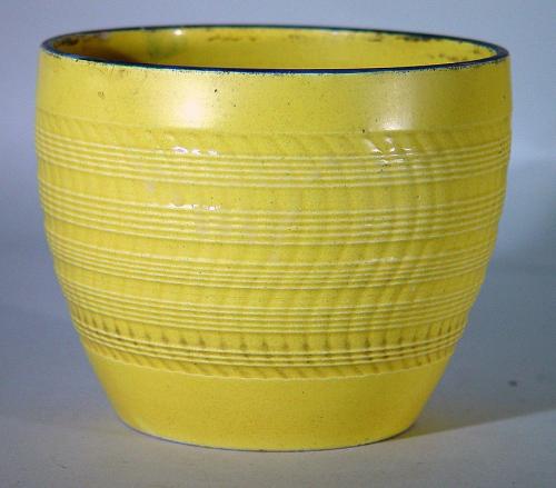 Canary Yellow Engine-Turned English Pottery Cache Pot, Circa 1810