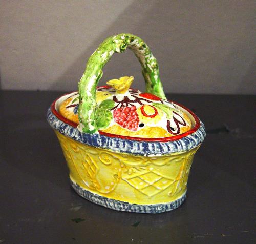 Pottery English Pottery Pearlware Basket decorated with Fruit, Circa 1825