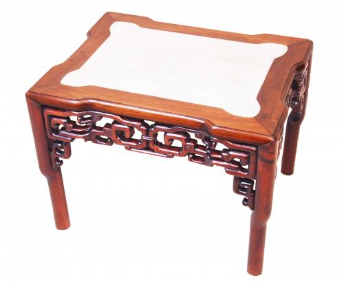 19th Century Oriental Hardwood & Marble Coffee Table