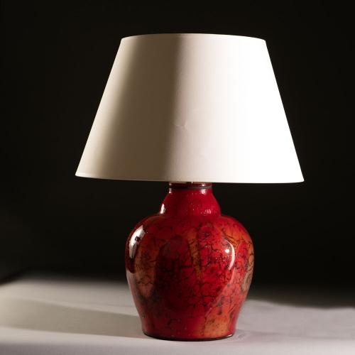 A Red Art Glass Vase as a Lamp