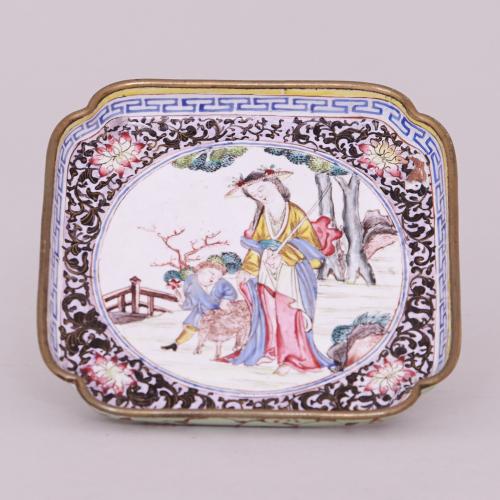 Canton Canted Square Enamel Tray