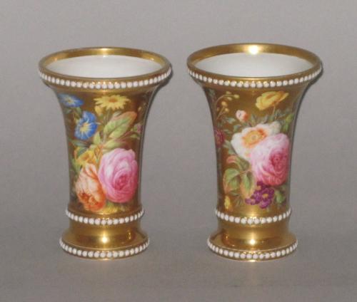 Pair SPODE porcelain Spill Vases, circa 1815-20