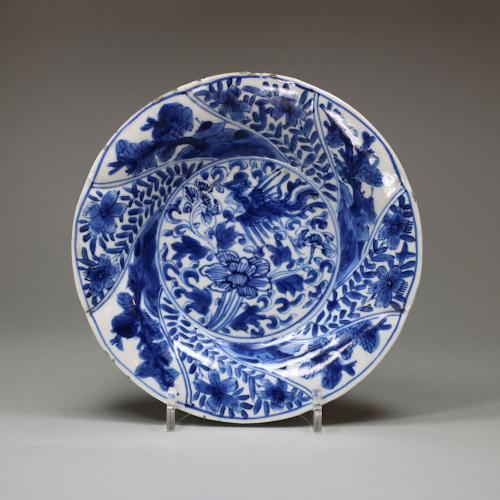 Small Chinese blue and white moulded dish, Kangxi (1662-1722)