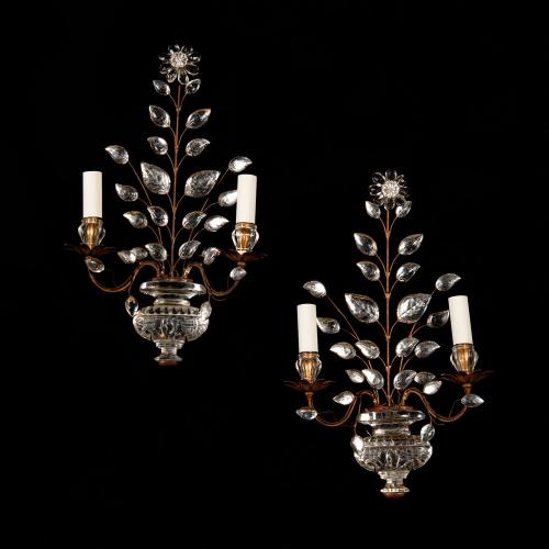 A Pair of Verre Eglomise Maison Bagues Wall Lights