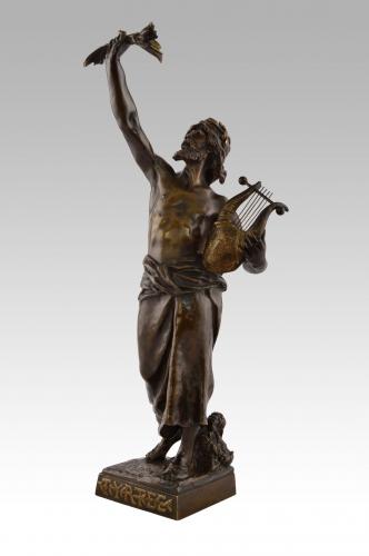 Bronze sculpture of the poet Tyrtee or Tyrtaeus by Emile Laporte