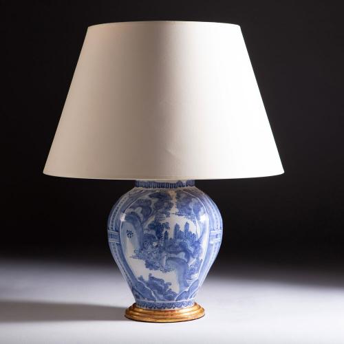 A 17th Century Blue and White Delft Vase as a Lamp