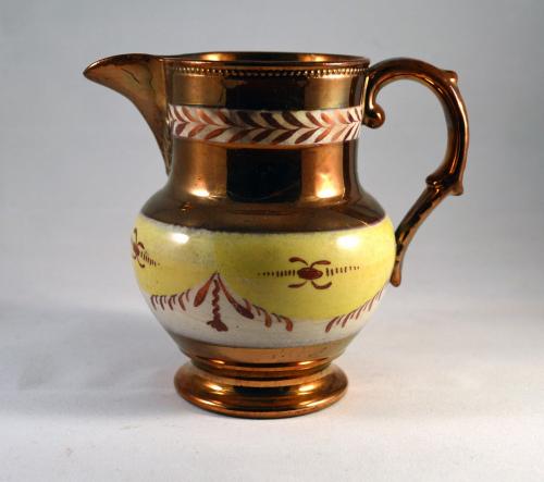 English Pottery Copper Lustre and Yellow Miniature Jug, Circa 1830-40