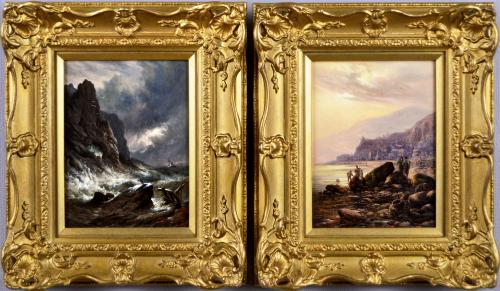 Pair of coastal seascape oil paintings by Walter Williams