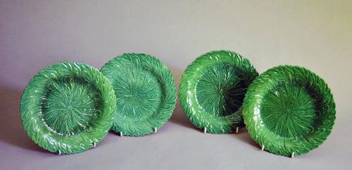 English Pottery Green-glazed leaf plates, Possibly Brameld, Yorkshire, Circa 1820