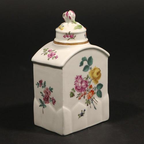 Meissen Porcelain Botanical Tea Caddy or Tea Canister, Circa 1760 