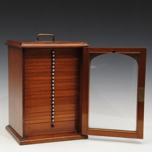 19th Century Microscope Slide Cabinet And 280 Slides