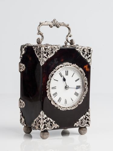Silver & Tortoiseshell Carriage Clock