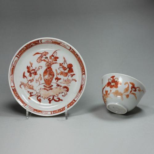 Chinese rouge-de-fer teabowl & saucer, Kangxi (1622-1722)