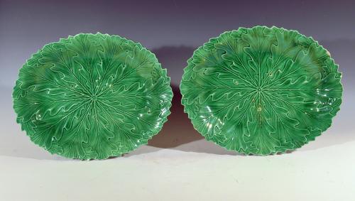 Pair of Greenware Pearlware pottery Oval Dishes, Pobably Brameld Pottey, Yorkshire, Circa 1820