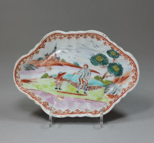 Chinese famille-rose hexagonal spoon tray, Qianlong (1736-1795)