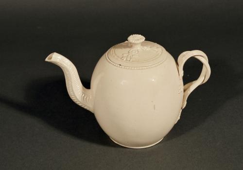 English Plain Creamware Teapot and Cover, Circa 1790
