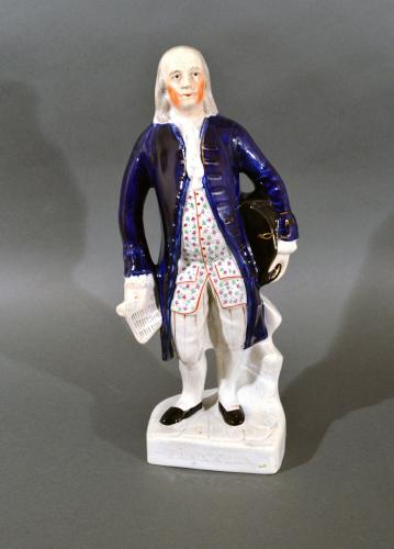 Staffordshire Pottery Figure of Benjamin Franklin, Named Franklin on base, Mid-19th Century
