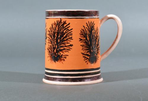 Mocha Pottery Mug with Luster and Seaweed Decoration England, Circa 1825