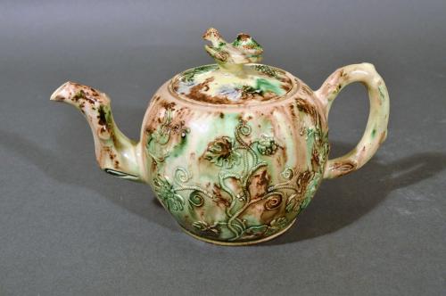 Whieldon-type Creamware Apple Teapot & Cover, Staffordshire, Circa 1755-65