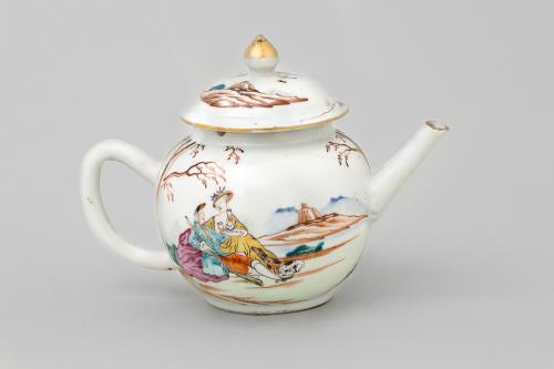 A Chinese Famille Rose European-Subject Teapot And Cover