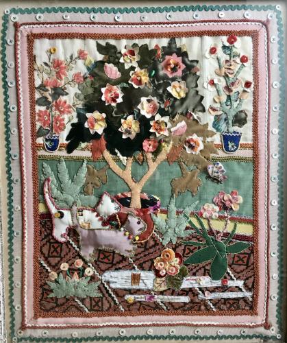Cats in a Conservatory - 20th Century British applique work picture