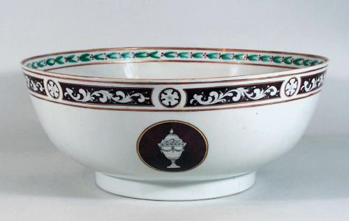 Chinese Export Punch Bowl with Panels of Urns, Circa 1780