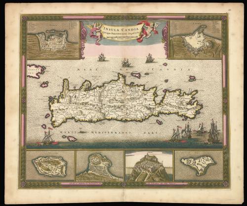 De Wit's striking map of Crete in full original colour